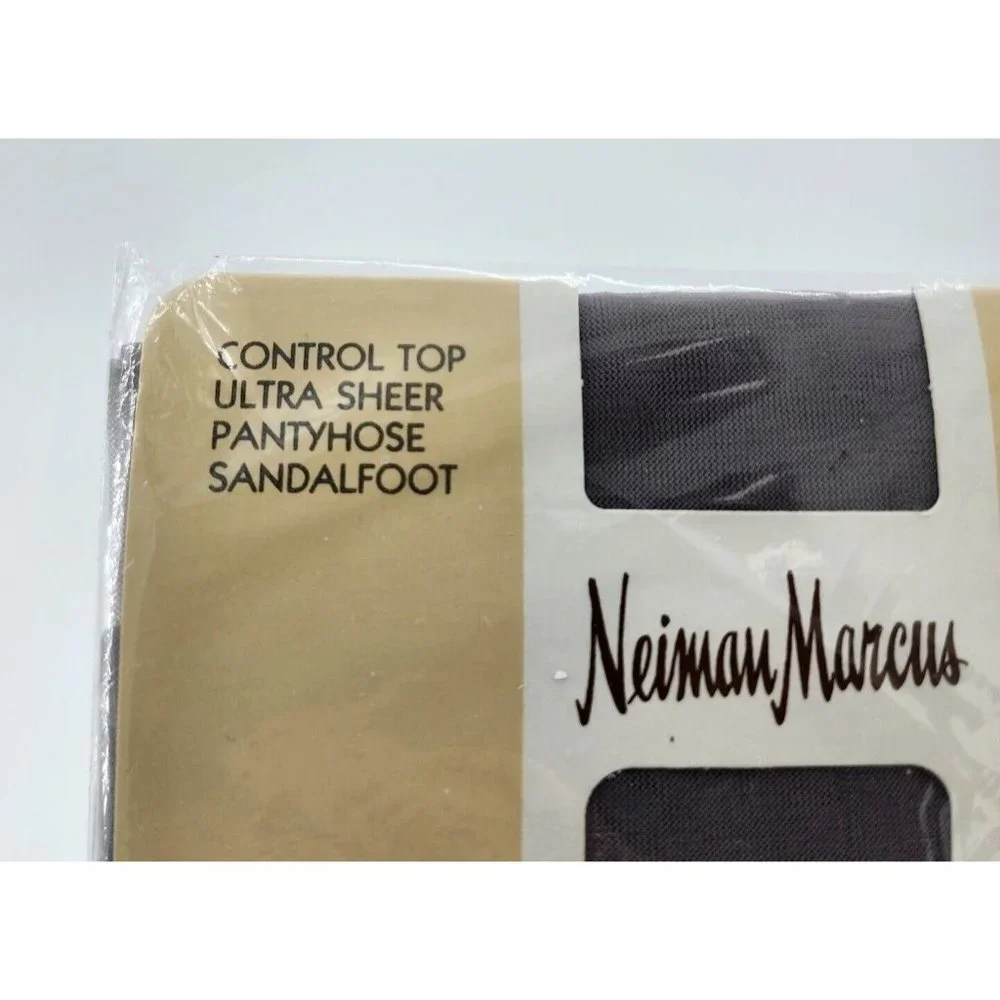 Vtg Neiman Marcus Control Top Ultra Sheer Pantyhose SandalToe 1470 Gunmetal Sz B